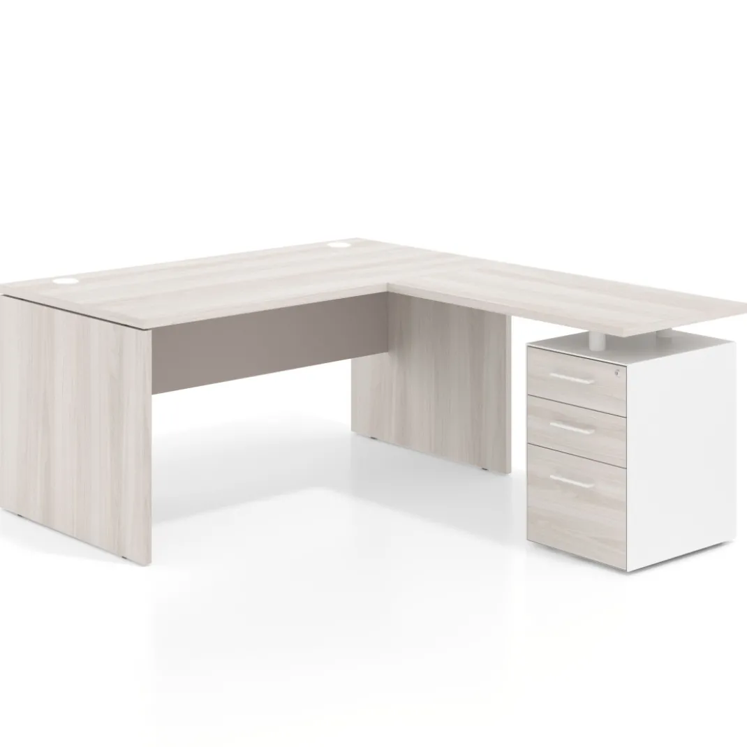 Mesa de Oficina con cajones Work Plus fondo 80, frontales melamina estructura california