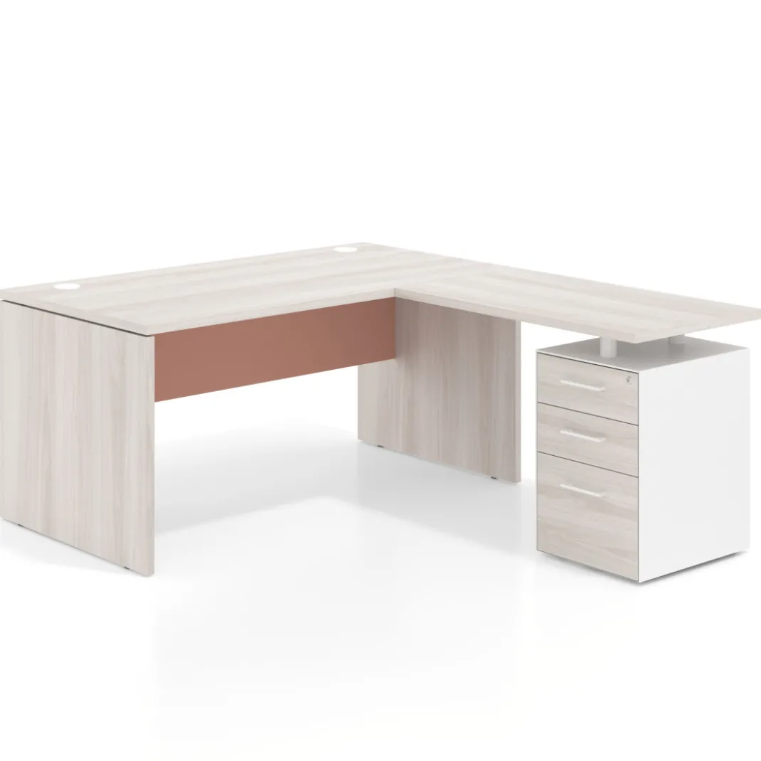 Mesa de Oficina con cajones Work Plus fondo 80, frontales melamina estructura california