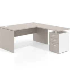 Mesa de Oficina con cajones Work Plus fondo 80, frontales melamina diseño rayado