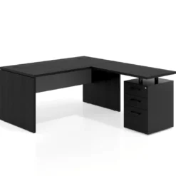 Mesa de Oficina con cajones Work Plus fondo 80, frontales melamina estructura bocamina