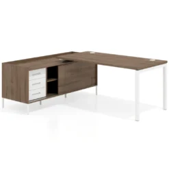 Mesa de oficina con pedestal cajonera Kube fondo 80cm estructura blanca