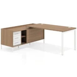 Mesa de oficina con pedestal cajonera Kube fondo 80cm estructura blanca