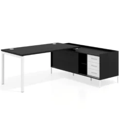 Mesa de oficina con pedestal cajonera Kube fondo 80cm estructura blanca