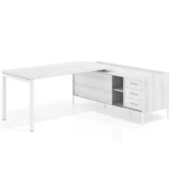 Mesa de oficina con pedestal cajonera Kube fondo 80cm estructura blanca