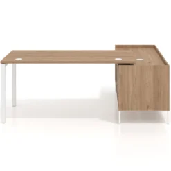 Mesa de oficina con pedestal estantes Kube fondo 80cm estructura blanca