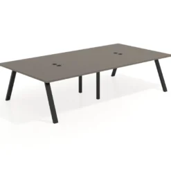 Mesa de oficina coworking doble UvePro fondo 166, cantos rectos, estructura negra