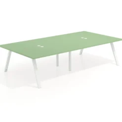 Mesa de oficina coworking doble UvePro fondo 166, cantos rectos, estructura blanca