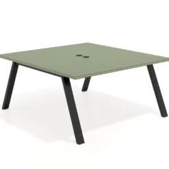 Mesa de oficina doble UvePro fondo 166, cantos rectos, estructura negra