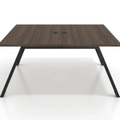 Mesa de oficina doble UvePro fondo 166, cantos rectos, estructura negra