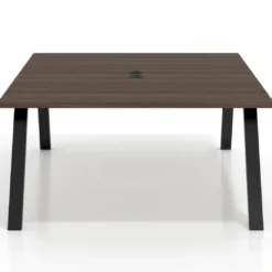 Mesa de oficina doble UvePro fondo 166, cantos rectos, estructura negra