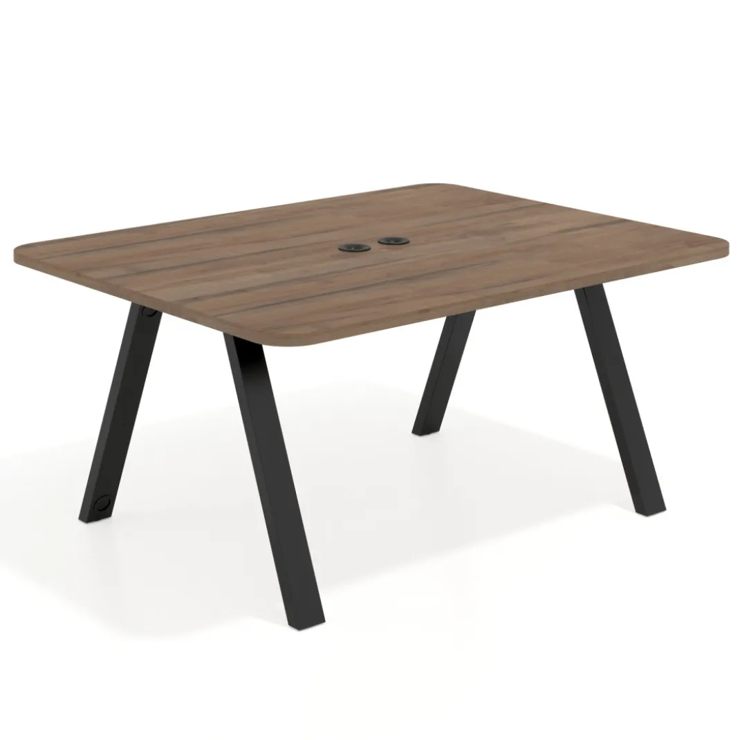 Mesa de oficina doble UvePro fondo 126, cantos redondeados, estructura negra