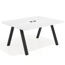 Mesa de oficina doble UvePro fondo 126, cantos redondeados, estructura negra