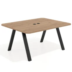 Mesa de oficina doble UvePro fondo 126, cantos redondeados, estructura negra