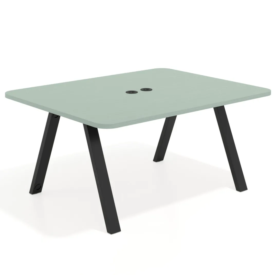 Mesa de oficina doble UvePro fondo 126, cantos redondeados, estructura negra