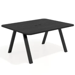 Mesa de oficina doble UvePro fondo 126, cantos redondeados, estructura negra