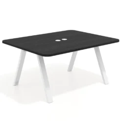 Mesa de oficina doble UvePro fondo 126, cantos redondeados, estructura blanca