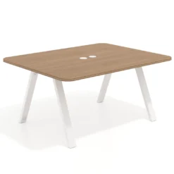 Mesa de oficina doble UvePro fondo 126, cantos redondeados, estructura blanca