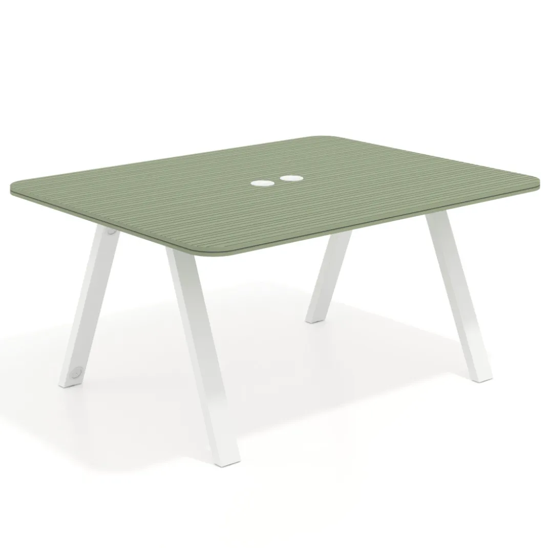 Mesa de oficina doble UvePro fondo 126, cantos redondeados, estructura blanca