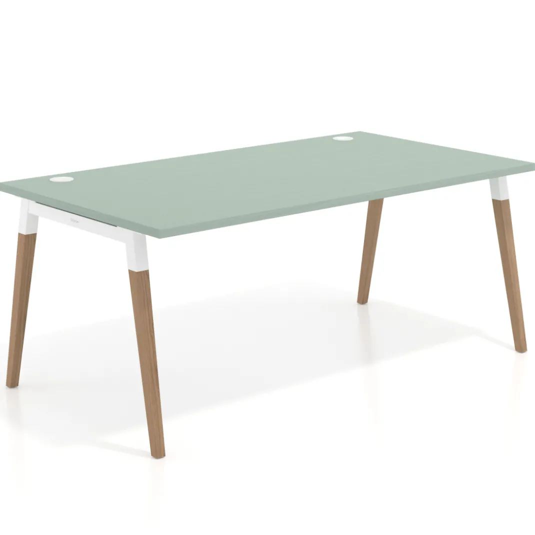 Mesa de oficina ejecutiva Arki, patas de madera, fondo 100cm