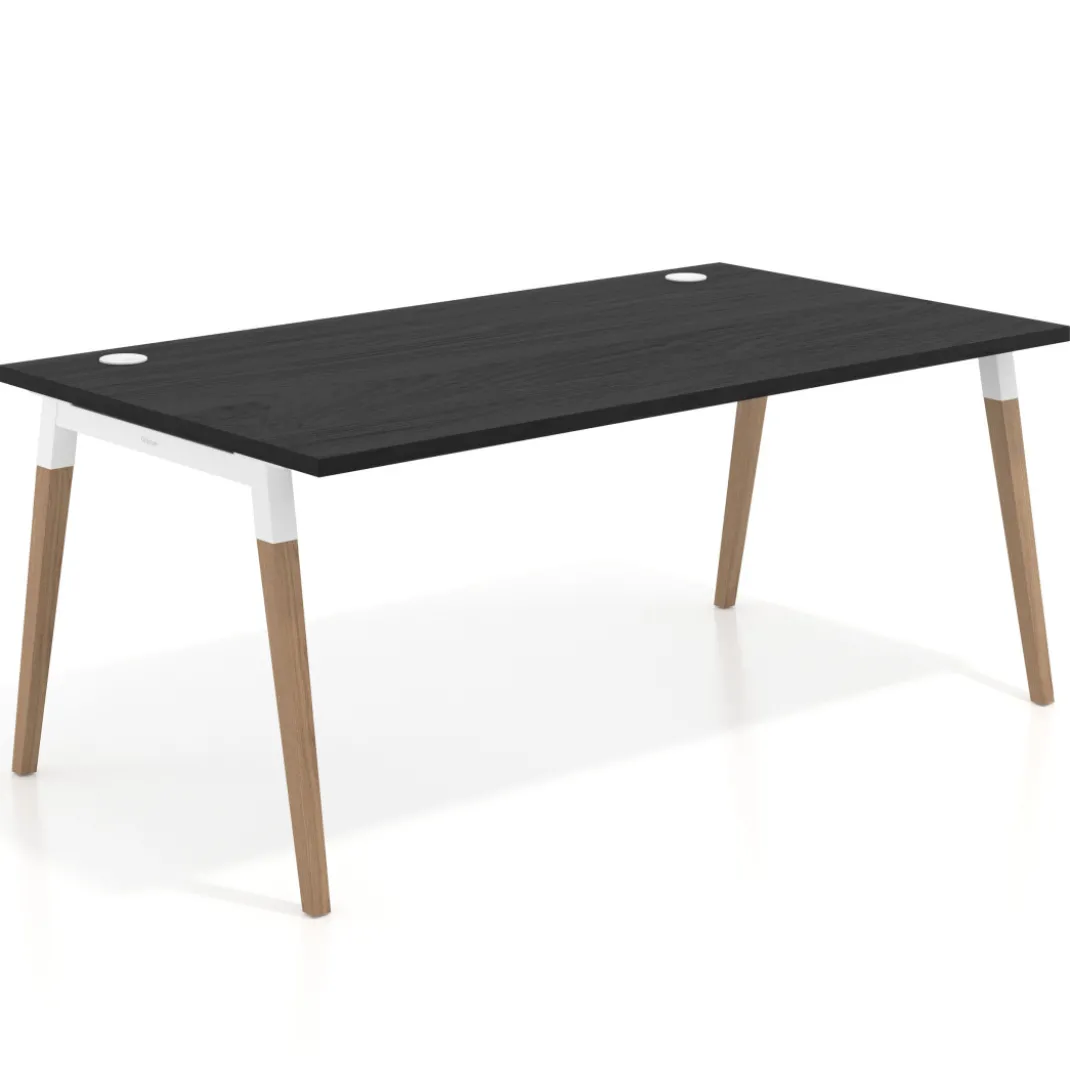 Mesa de oficina ejecutiva Arki, patas de madera, fondo 100cm