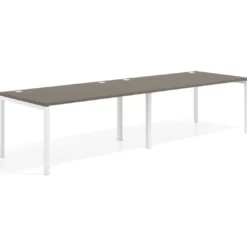 Mesa de oficina en continuidad progresiva doble Kube, fondo 100cm, estructura blanca