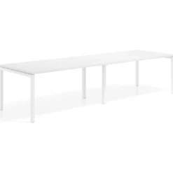 Mesa de oficina en continuidad progresiva doble Kube, fondo 100cm, estructura blanca