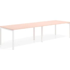 Mesa de oficina en continuidad progresiva doble Kube, fondo 100cm, estructura blanca