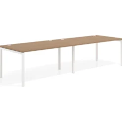 Mesa de oficina en continuidad progresiva doble Kube, fondo 100cm, estructura blanca