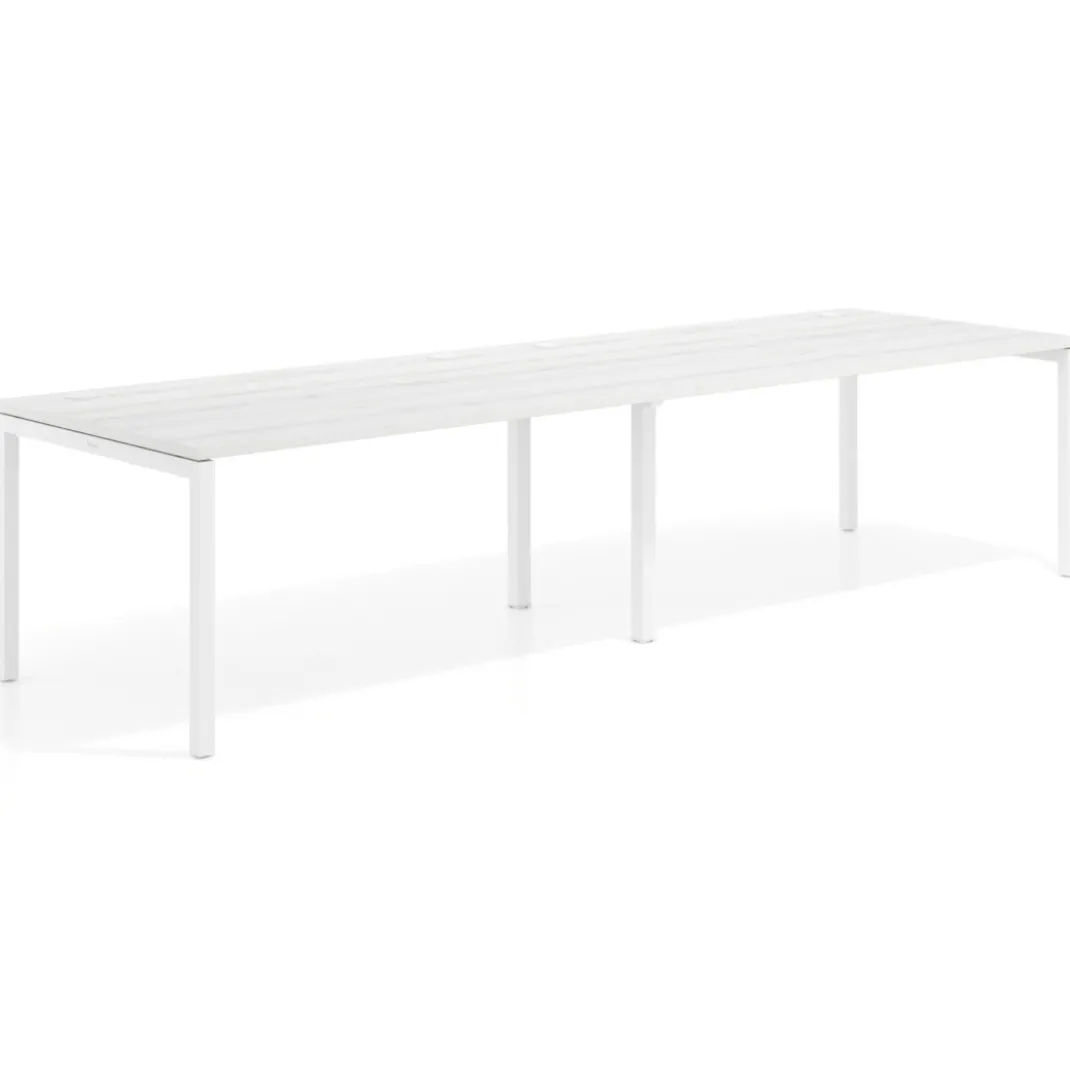 Mesa de oficina en continuidad progresiva doble Kube, fondo 100cm, estructura blanca