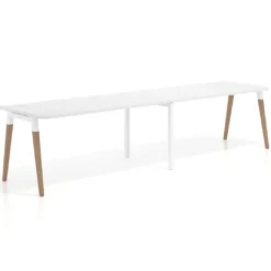 Mesa de oficina en continuidad Arki doble con bordes redondeados, fondo 80cm