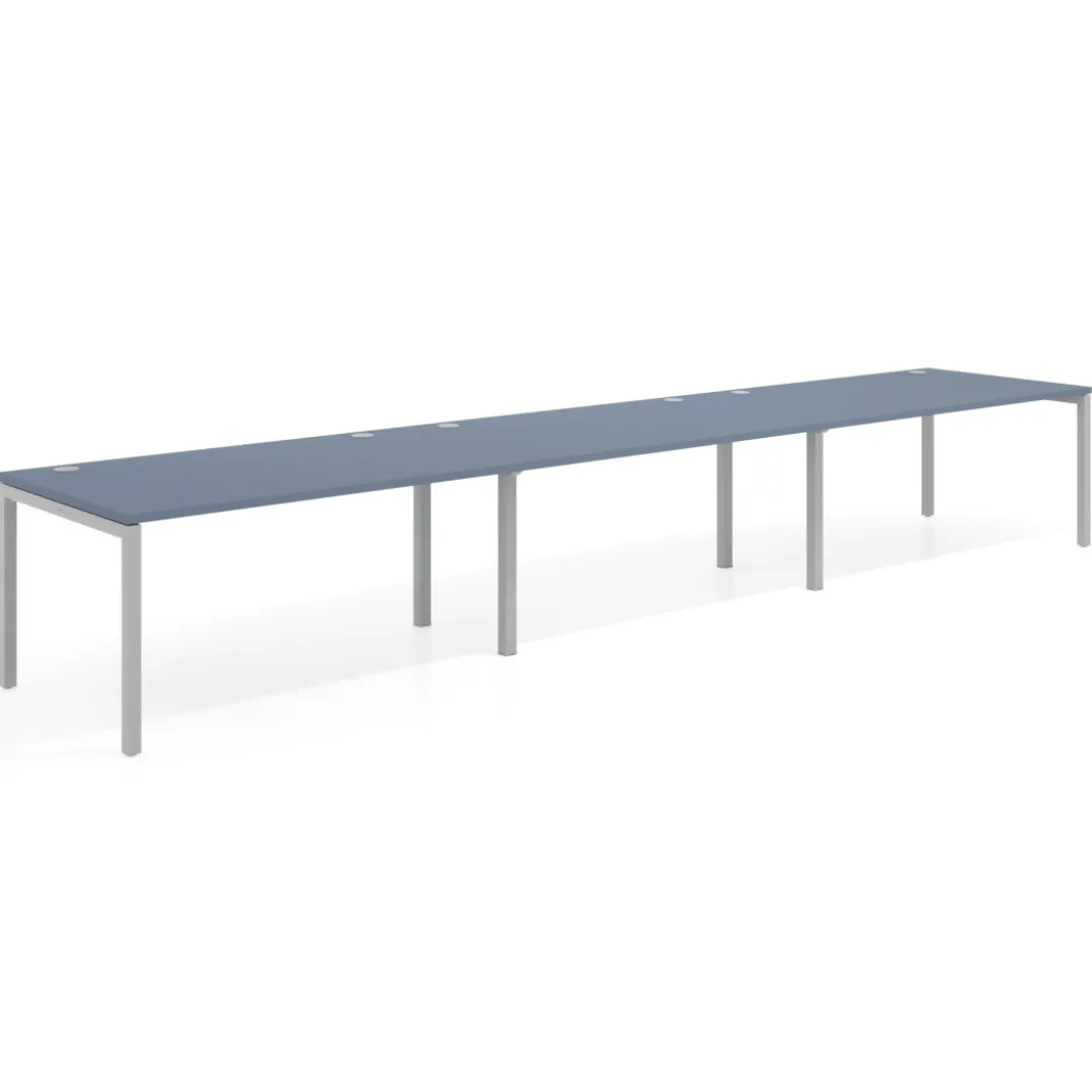 Mesa de oficina en continuidad progresiva triple Kube, fondo 100cm, estructura aluminio