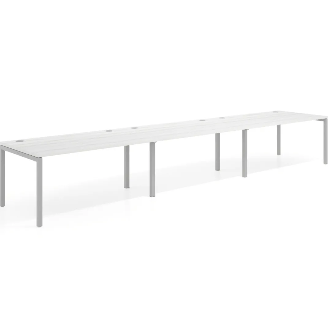 Mesa de oficina en continuidad progresiva triple Kube, fondo 100cm, estructura aluminio