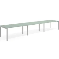Mesa de oficina en continuidad progresiva triple Kube, fondo 100cm, estructura aluminio
