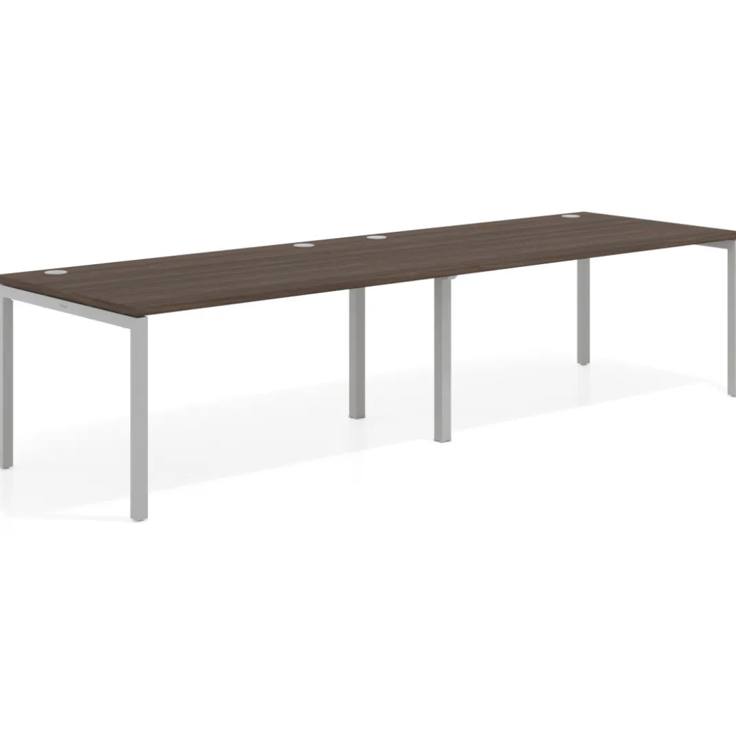 Mesa de oficina en continuidad progresiva doble Kube, fondo 100cm, estructura aluminio