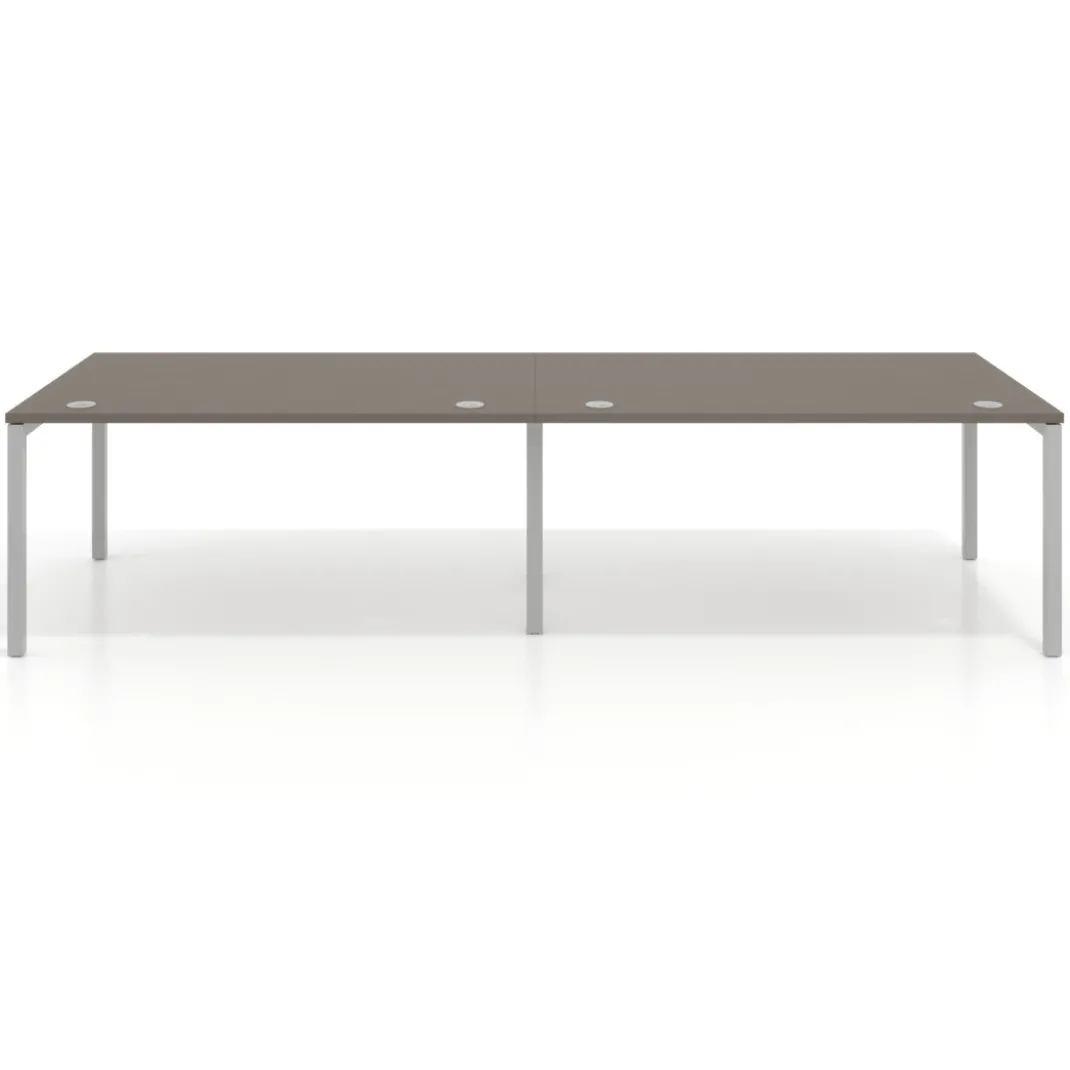 Mesa de oficina en continuidad progresiva doble Kube, fondo 100cm, estructura aluminio