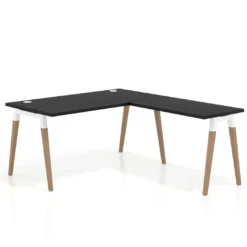 Mesa de oficina en L Arki fondo 80cm con ala, patas de madera