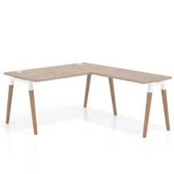 Mesa de oficina en L Arki fondo 80cm con ala, patas de madera