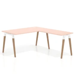 Mesa de oficina en L Arki fondo 80cm con ala, patas de madera