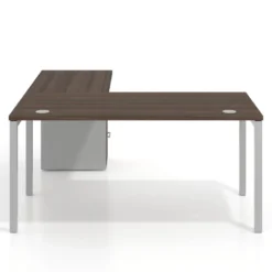 Mesa de oficina en L con cajones Kube fondo 80, frontales metal, estructura aluminio