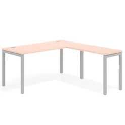 Mesa de oficina en L Kube fondo 68cm con ala estrecha, estructura aluminio