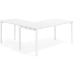Mesa de oficina en L Kube fondo 80cm con ala, estructura blanca