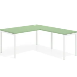Mesa de oficina en L Kube fondo 80cm con ala, estructura blanca