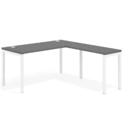 Mesa de oficina en L Kube fondo 68cm con ala estrecha, estructura blanco