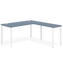 Mesa de oficina en L Kube fondo 68cm con ala estrecha, estructura blanco