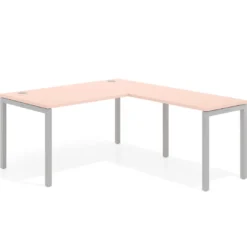 Mesa de oficina en L Kube fondo 80cm con ala, estructura aluminio
