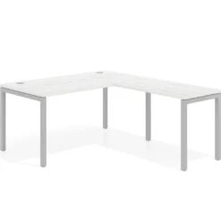Mesa de oficina en L Kube fondo 80cm con ala, estructura aluminio