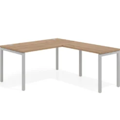 Mesa de oficina en L Kube fondo 80cm con ala, estructura aluminio