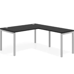 Mesa de oficina en L Kube fondo 80cm con ala, estructura aluminio