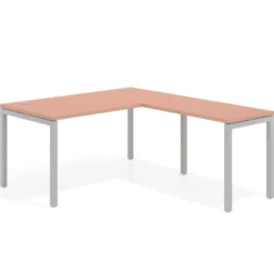 Mesa de oficina en L Kube fondo 80cm con ala, estructura aluminio