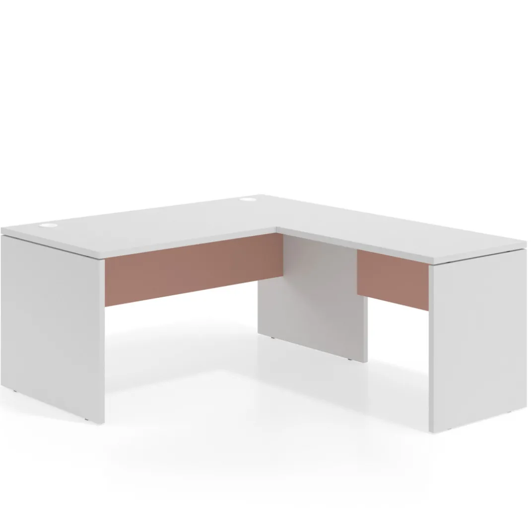 Mesa de Oficina en L Work Plus fondo 80 estructura blanco mate